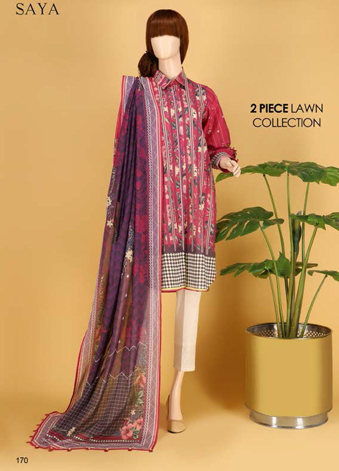 Saya Embroidered Lawn Suits Unstitched 2 Piece SY21SS FLORAL CHEVRONS ...