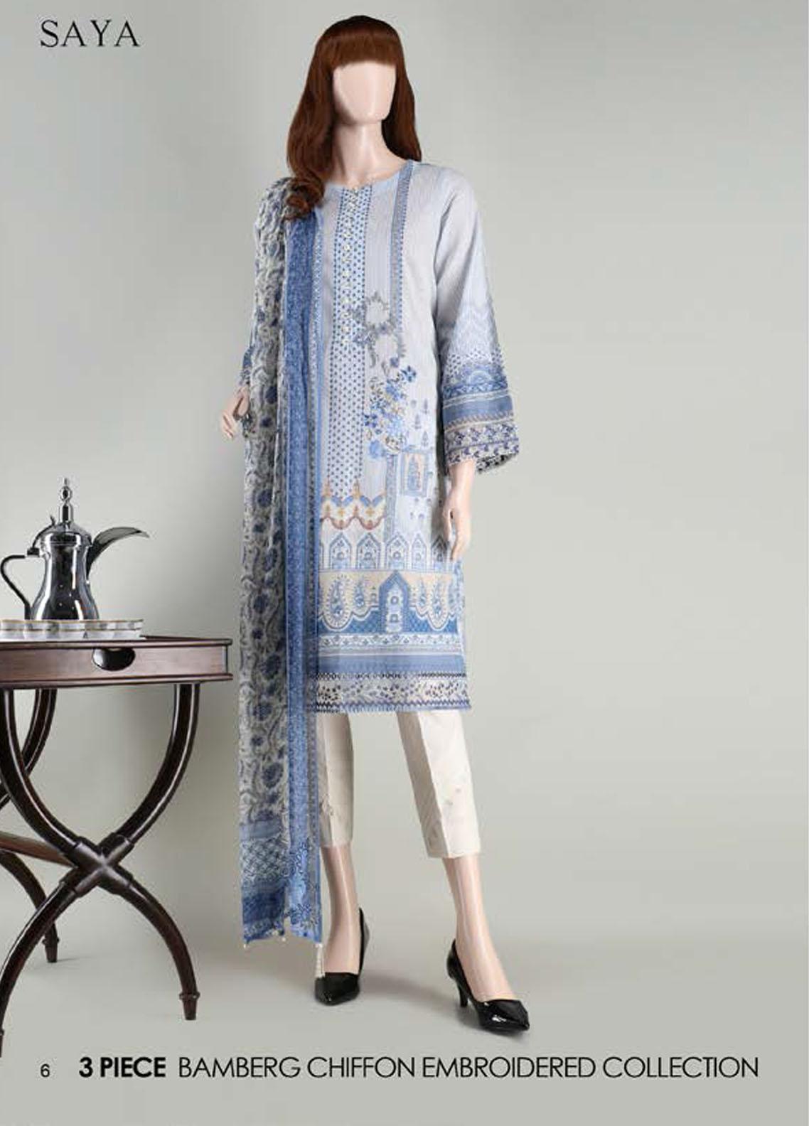 Saya Embroidered Lawn Suits Unstitched 3 Piece SY21SS CASHMERE (UB-2101 ...