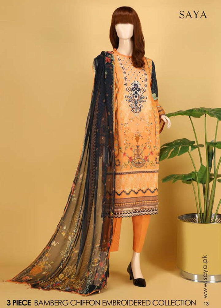Saya Embroidered Lawn Suits Unstitched 3 Piece SY21SS IRIS BLOOM (UP-2101-03B) - Spring / Summer Collection