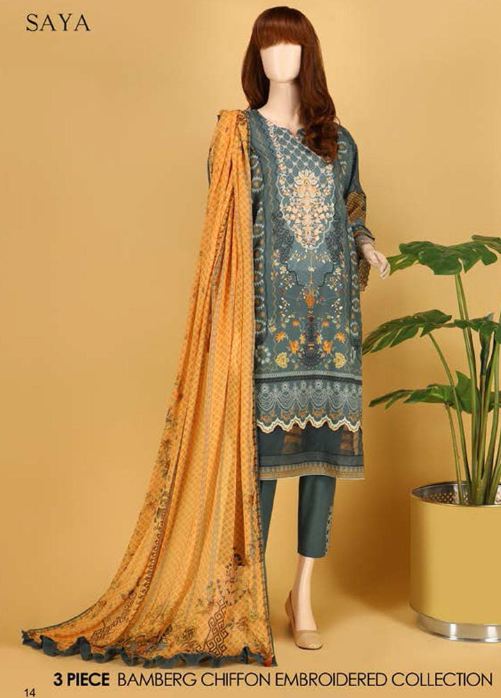 Saya Embroidered Lawn Suits Unstitched 3 Piece SY21SS IRIS BLOOM (US-2101-03C) - Spring / Summer Collection