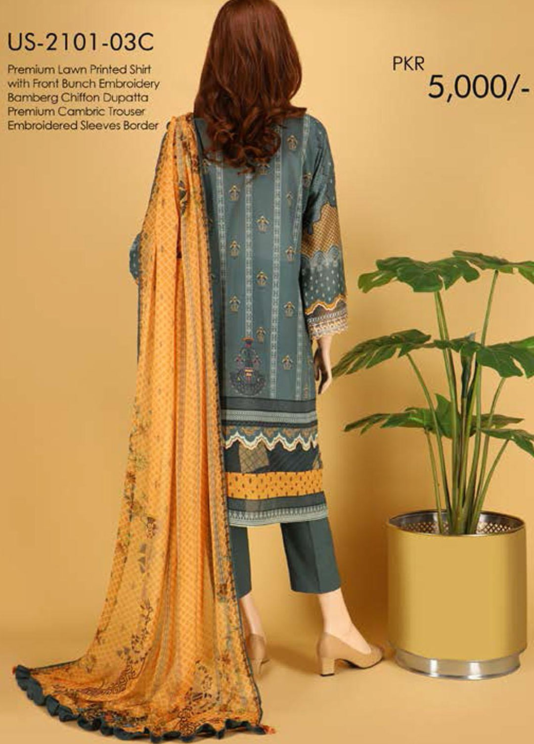 Saya Embroidered Lawn Suits Unstitched 3 Piece SY21SS IRIS BLOOM (US-2101-03C) - Spring / Summer Collection