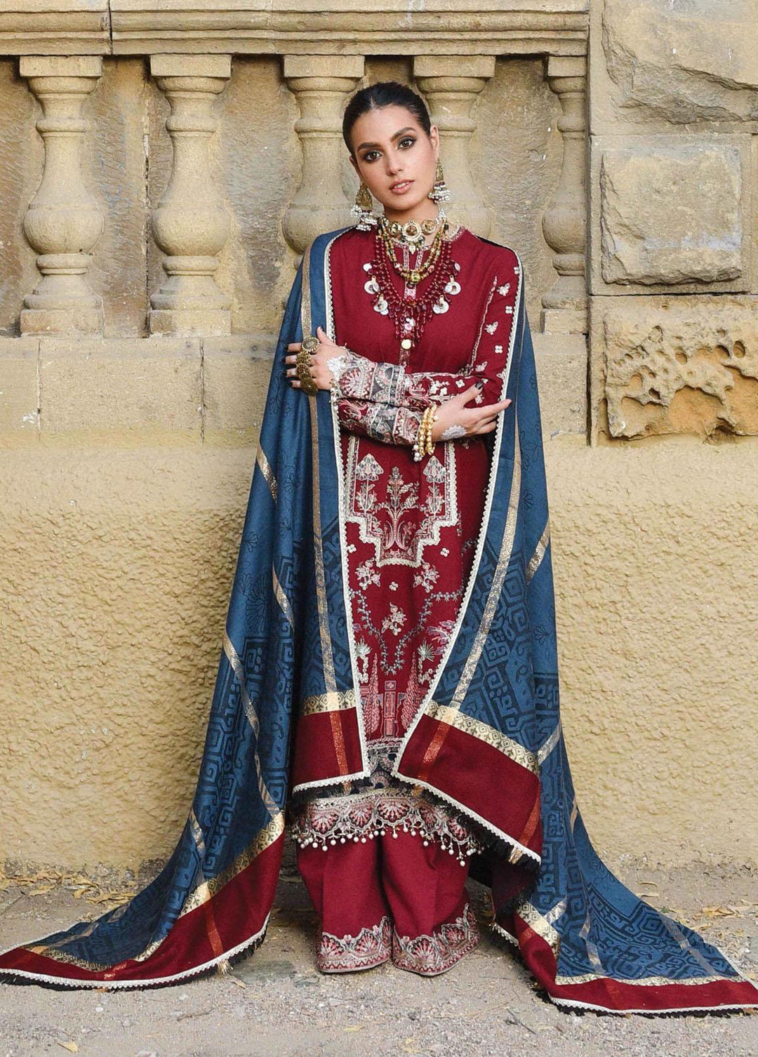 Sayonee by Qalamkar Embroidered  Suits Unstitched 3 Piece QLM22SL K-03 Kashaf - Luxury Collection