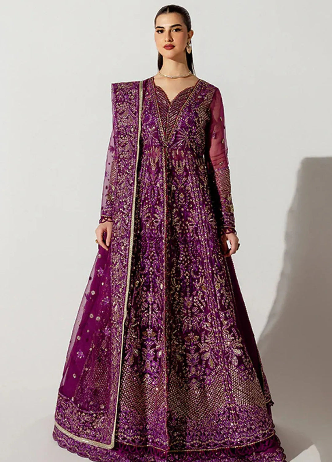 Scintilla by Saffron Embroidered Organza Suit Unstitched 3 Piece SFR24S Berry Glow - Formals Collection