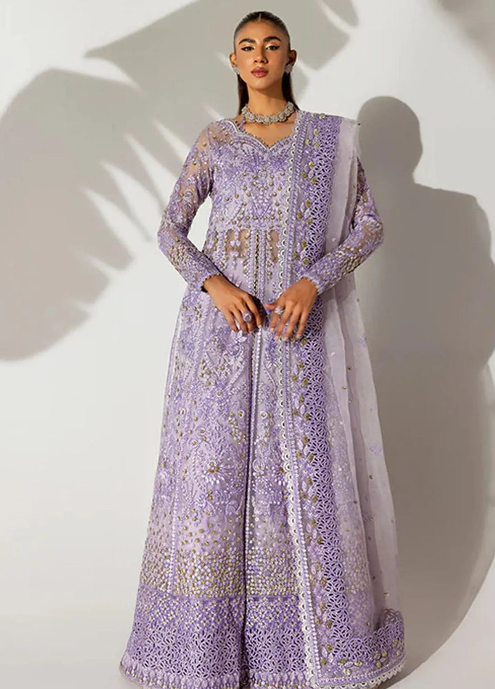 Scintilla by Saffron Embroidered Organza Suit Unstitched 3 Piece SFR24S Periwinkle - Formals Collection