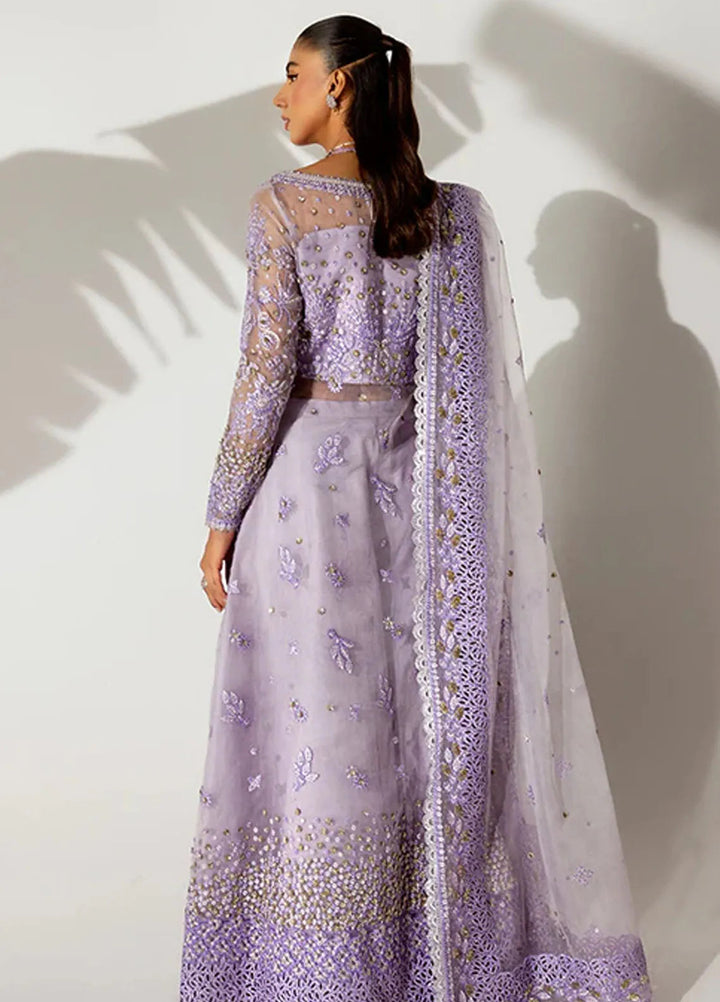 Scintilla by Saffron Embroidered Organza Suit Unstitched 3 Piece SFR24S Periwinkle - Formals Collection