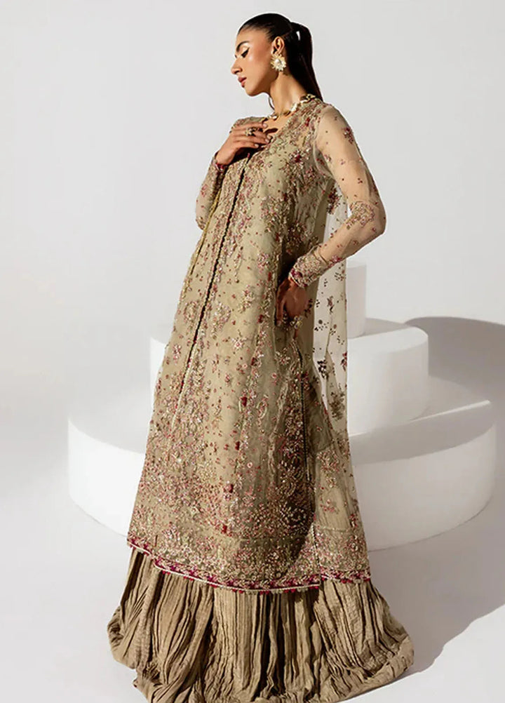 Scintilla by Saffron Embroidered Organza Suit Unstitched 3 Piece SFR24S Soft Amber - Formals Collection