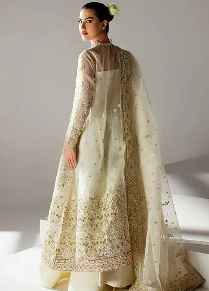 Scintilla by Saffron Embroidered Organza Suit Unstitched 3 Piece SFR24S Vanilla Mist - Formals Collection