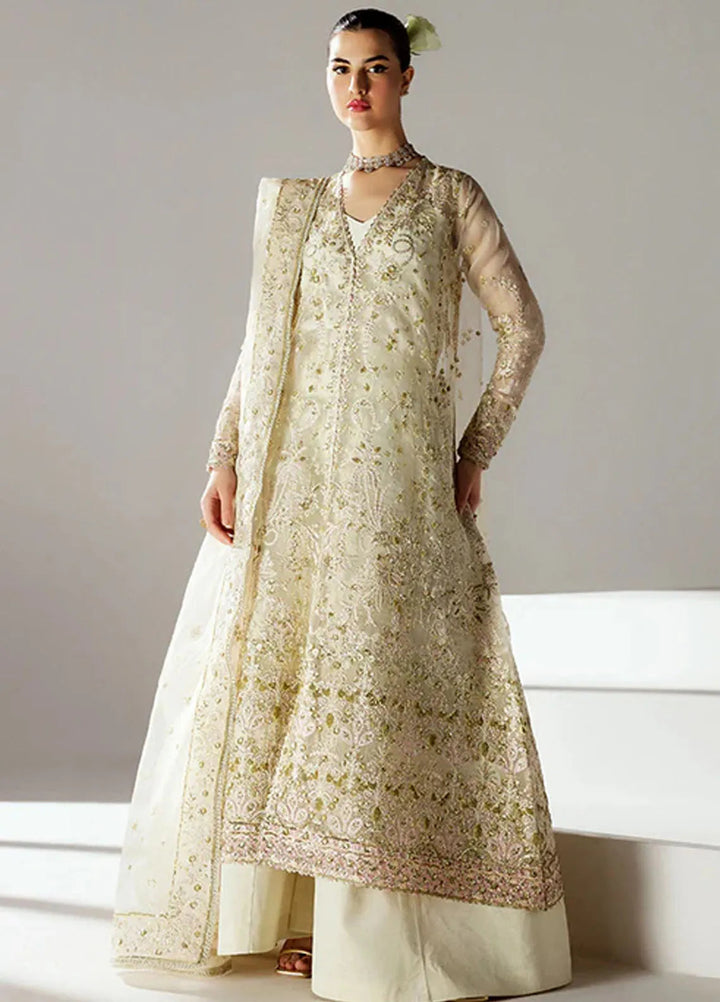 Scintilla by Saffron Embroidered Organza Suit Unstitched 3 Piece SFR24S Vanilla Mist - Formals Collection