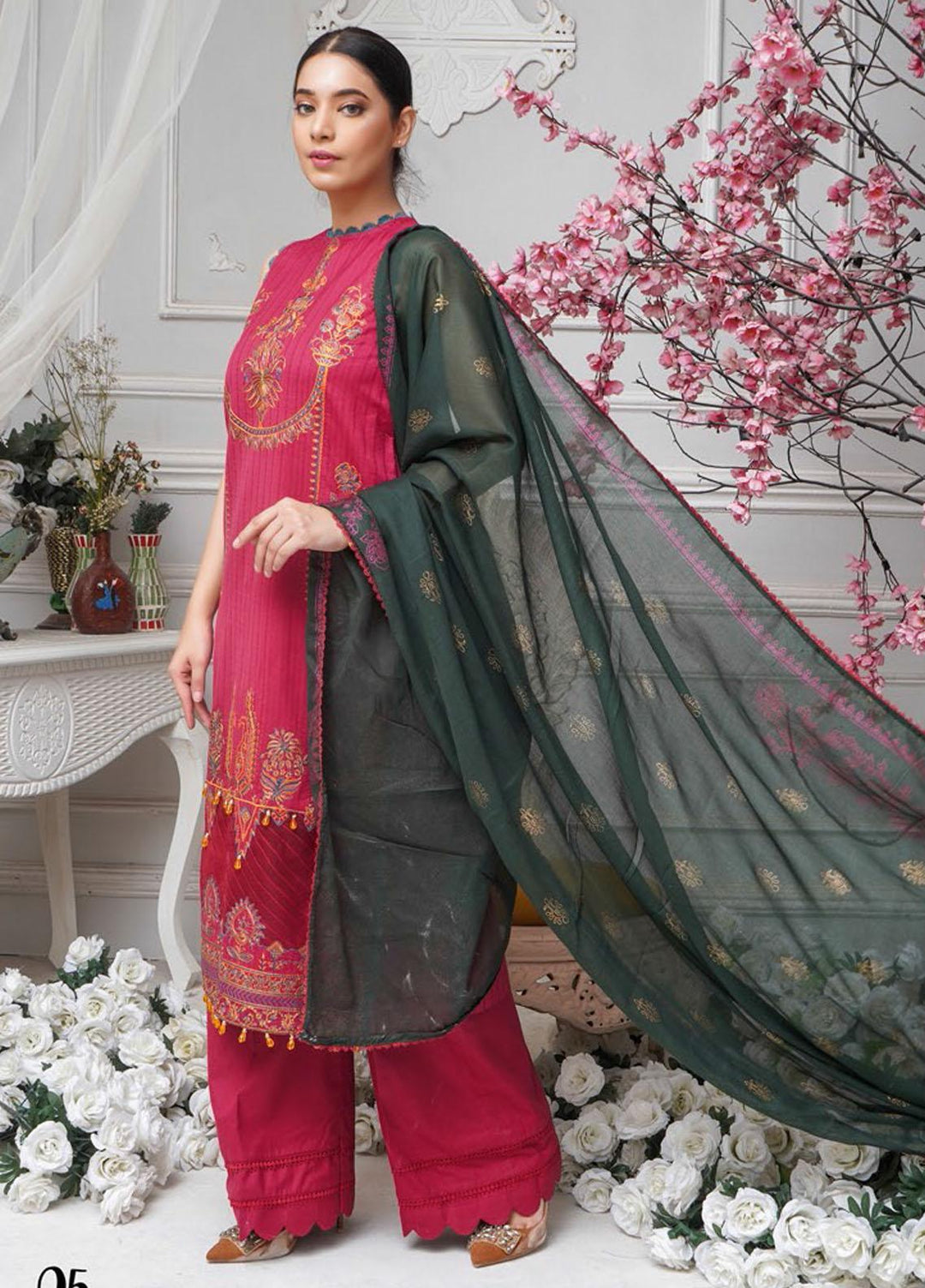 Sehar by Humdum Embroidered Jacquard Suits Unstitched 3 Piece HD22SR D-05 - Festive Collection