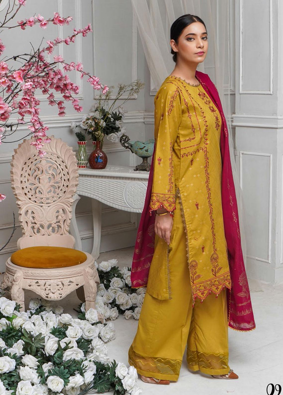 Sehar by Humdum Embroidered Jacquard Suits Unstitched 3 Piece HD22SR D-07 - Festive Collection