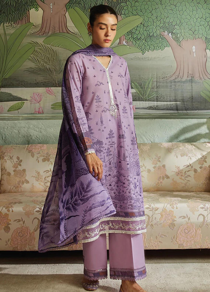 Seher By Cross Stitch Embroidered Cambric Suits Unstitched 3 Piece CS23SH D-04 Viola Profuse - Winter Collection