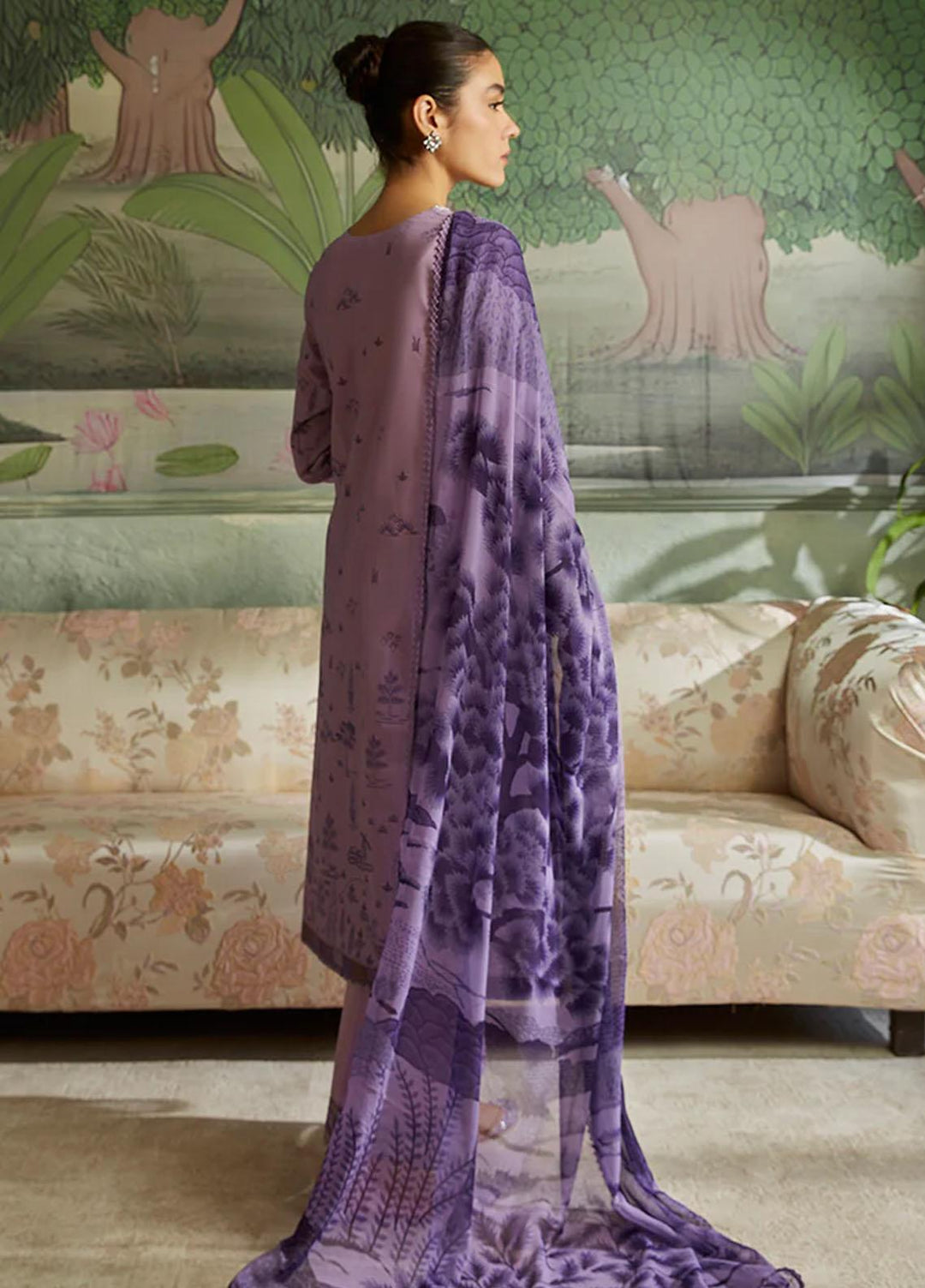 Seher By Cross Stitch Embroidered Cambric Suits Unstitched 3 Piece CS23SH D-04 Viola Profuse - Winter Collection