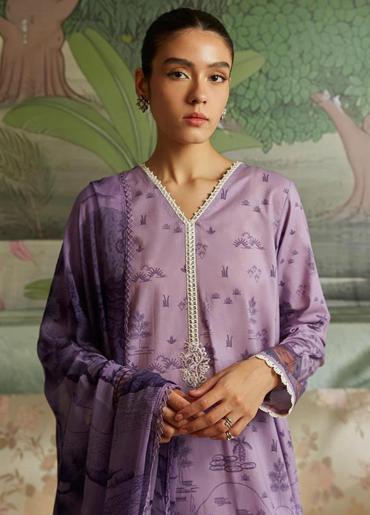 Seher By Cross Stitch Embroidered Cambric Suits Unstitched 3 Piece CS23SH D-04 Viola Profuse - Winter Collection