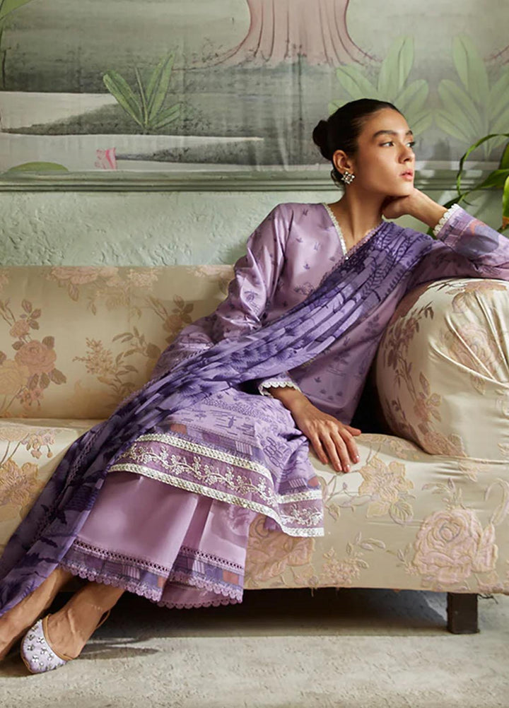 Seher By Cross Stitch Embroidered Cambric Suits Unstitched 3 Piece CS23SH D-04 Viola Profuse - Winter Collection