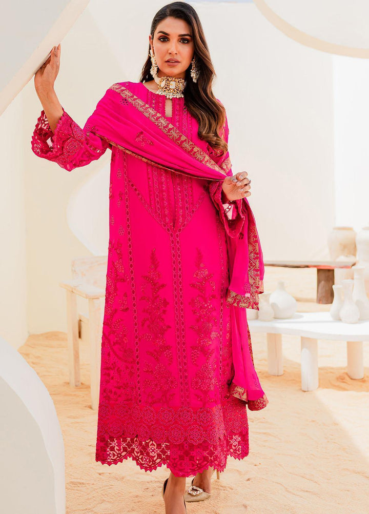 Sejal By Mashq Embroidered Chiffon Suits Unstitched 3 Piece MQ23SL BEETROOT PURPLE - Luxury Collection