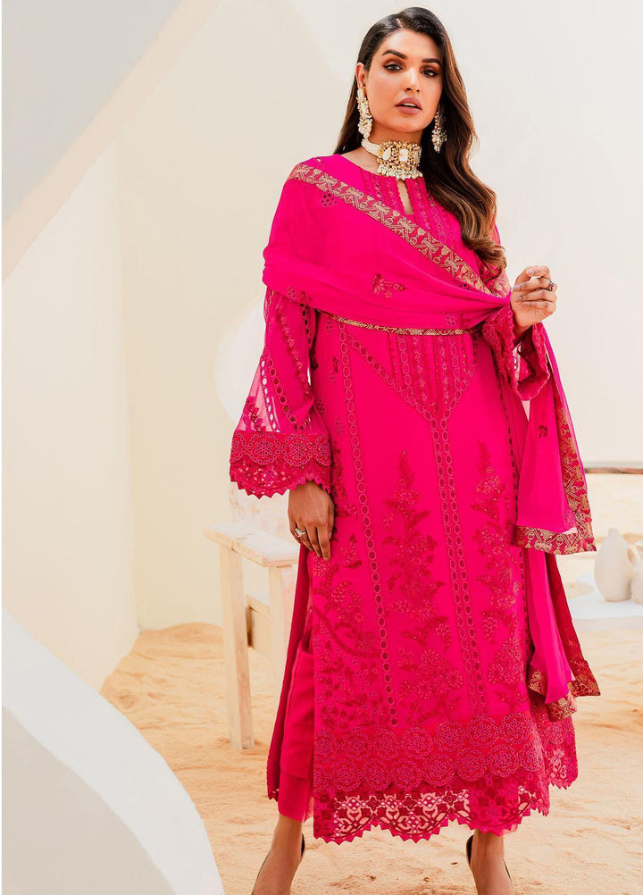 Sejal By Mashq Embroidered Chiffon Suits Unstitched 3 Piece MQ23SL BEETROOT PURPLE - Luxury Collection