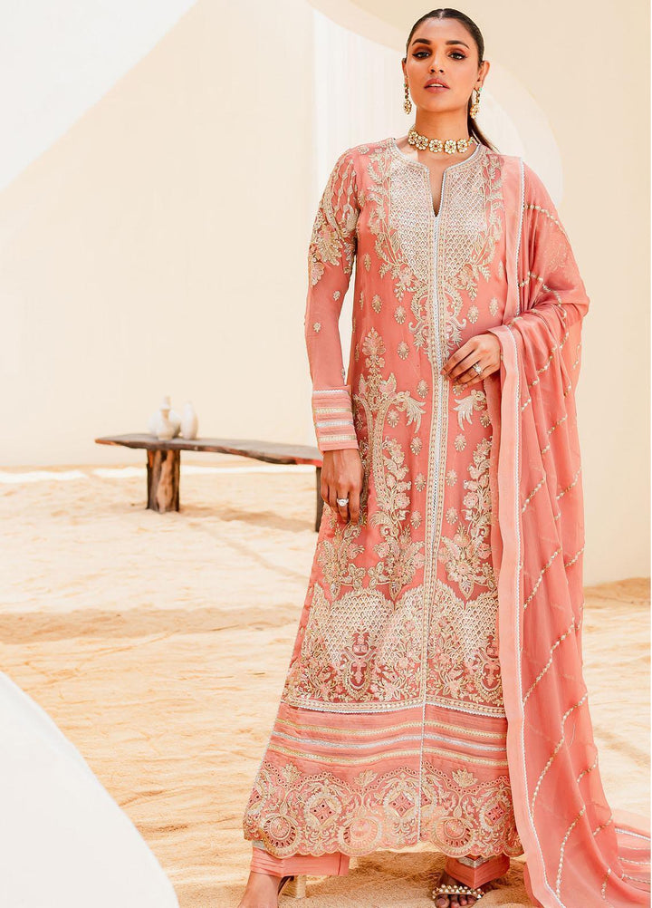 Sejal By Mashq Embroidered Chiffon Suits Unstitched 3 Piece MQ23SL BLUSH - Luxury Collection