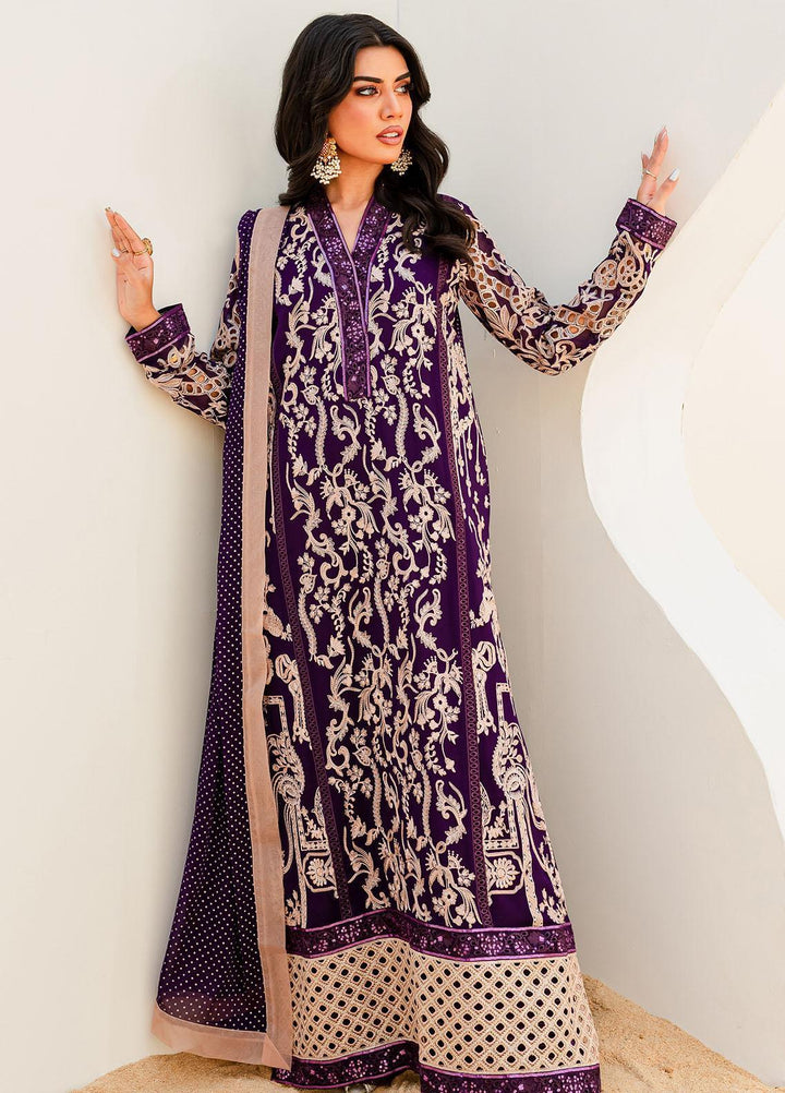 Sejal By Mashq Embroidered Chiffon Suits Unstitched 3 Piece MQ23SL PURPLE MAGIC - Luxury Collection