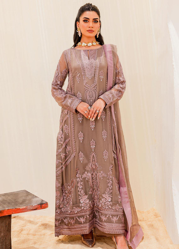 Sejal By Mashq Embroidered Chiffon Suits Unstitched 3 Piece MQ23SL WOODROSE - Luxury Collection