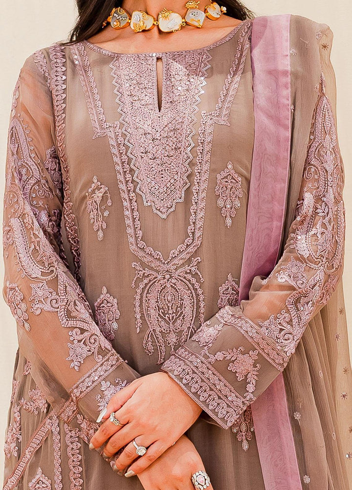 Sejal By Mashq Embroidered Chiffon Suits Unstitched 3 Piece MQ23SL WOODROSE - Luxury Collection