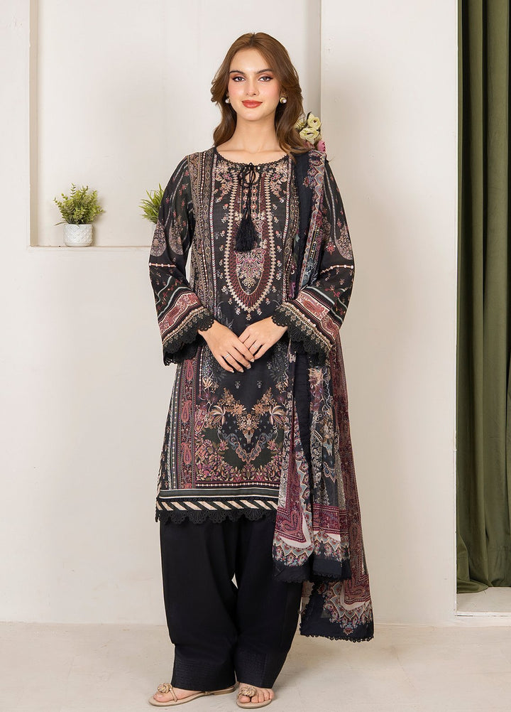 Selene by Meerak Pret Embroidered Slub Lawn 3 Piece Suit Lila