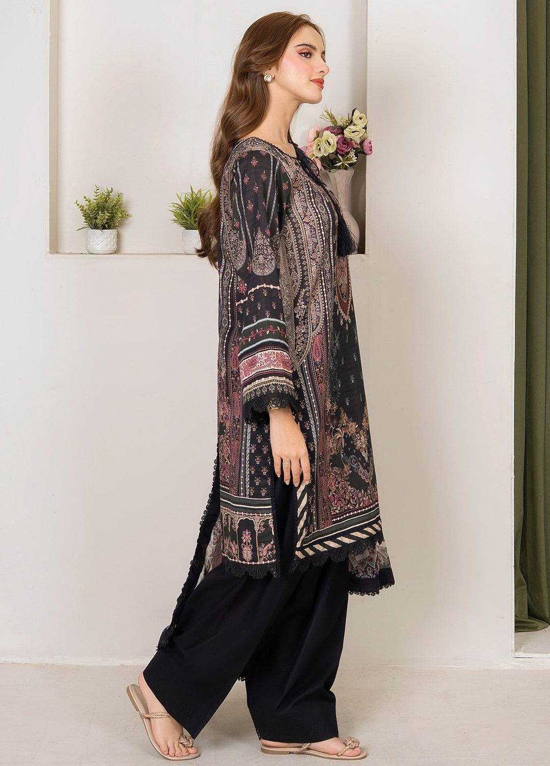 Selene by Meerak Pret Embroidered Slub Lawn 3 Piece Suit Lila