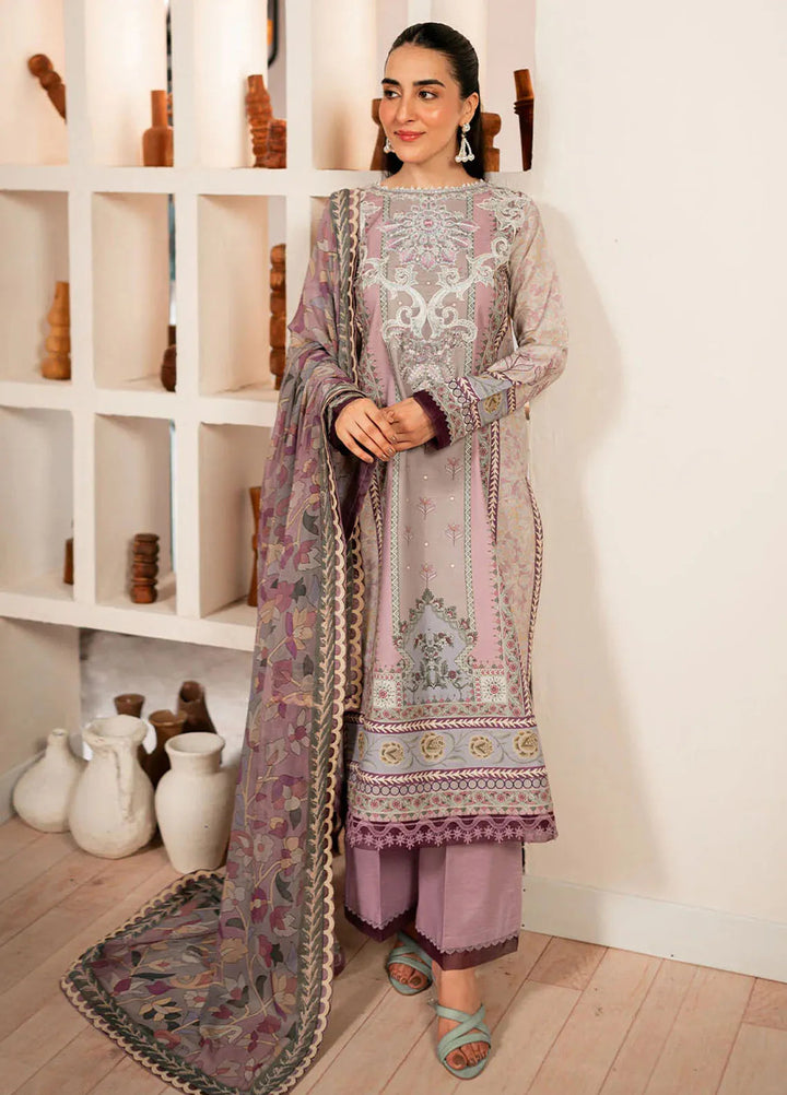 Selene By Roheenaz Embroidered Cambric Suit Unstitched 3 Piece RNZ24S RNP-07B Lavender - Fall Collection