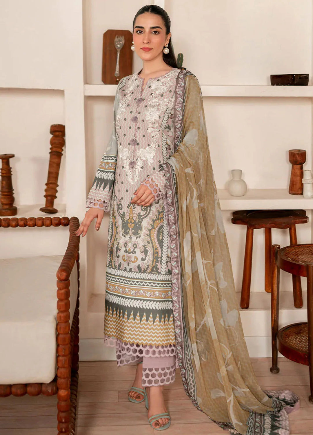 Selene By Roheenaz Embroidered Cambric Suit Unstitched 3 Piece RNZ24S RNP-08A Autumnal - Fall Collection