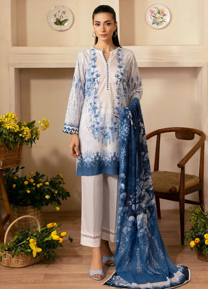 Selene by Sahar Printed Lawn Suits Unstitched 3 Piece SHR25S CL-V1-S25-02 Sapphire Petal - Summer Collection