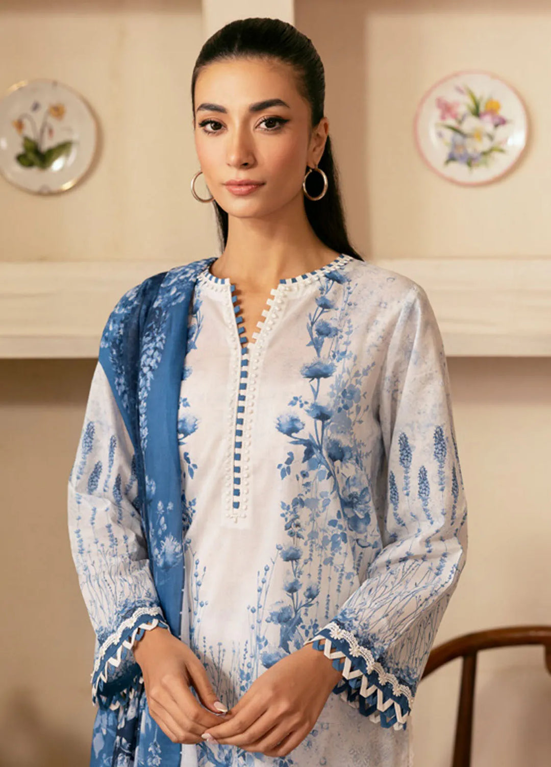 Selene by Sahar Printed Lawn Suits Unstitched 3 Piece SHR25S CL-V1-S25-02 Sapphire Petal - Summer Collection