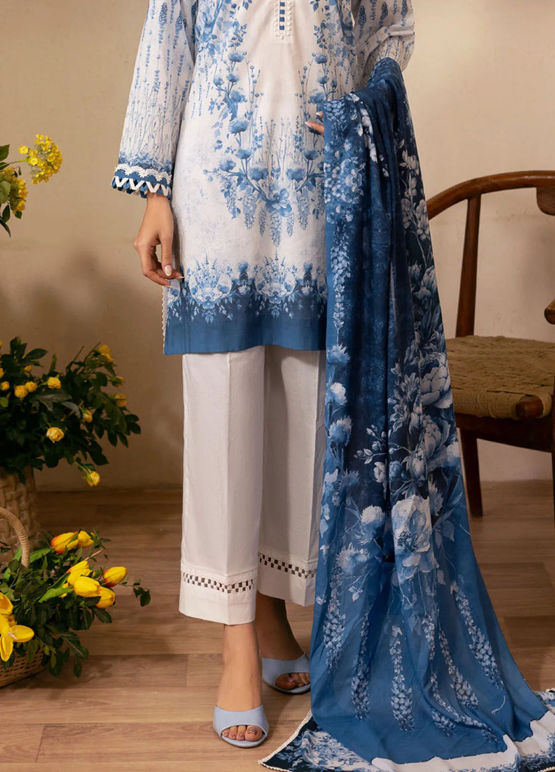 Selene by Sahar Printed Lawn Suits Unstitched 3 Piece SHR25S CL-V1-S25-02 Sapphire Petal - Summer Collection