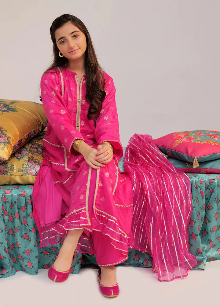 Senorita Banarsi Casual 3 Piece Suit for Girls -  GDD-02430-TPK-GLD