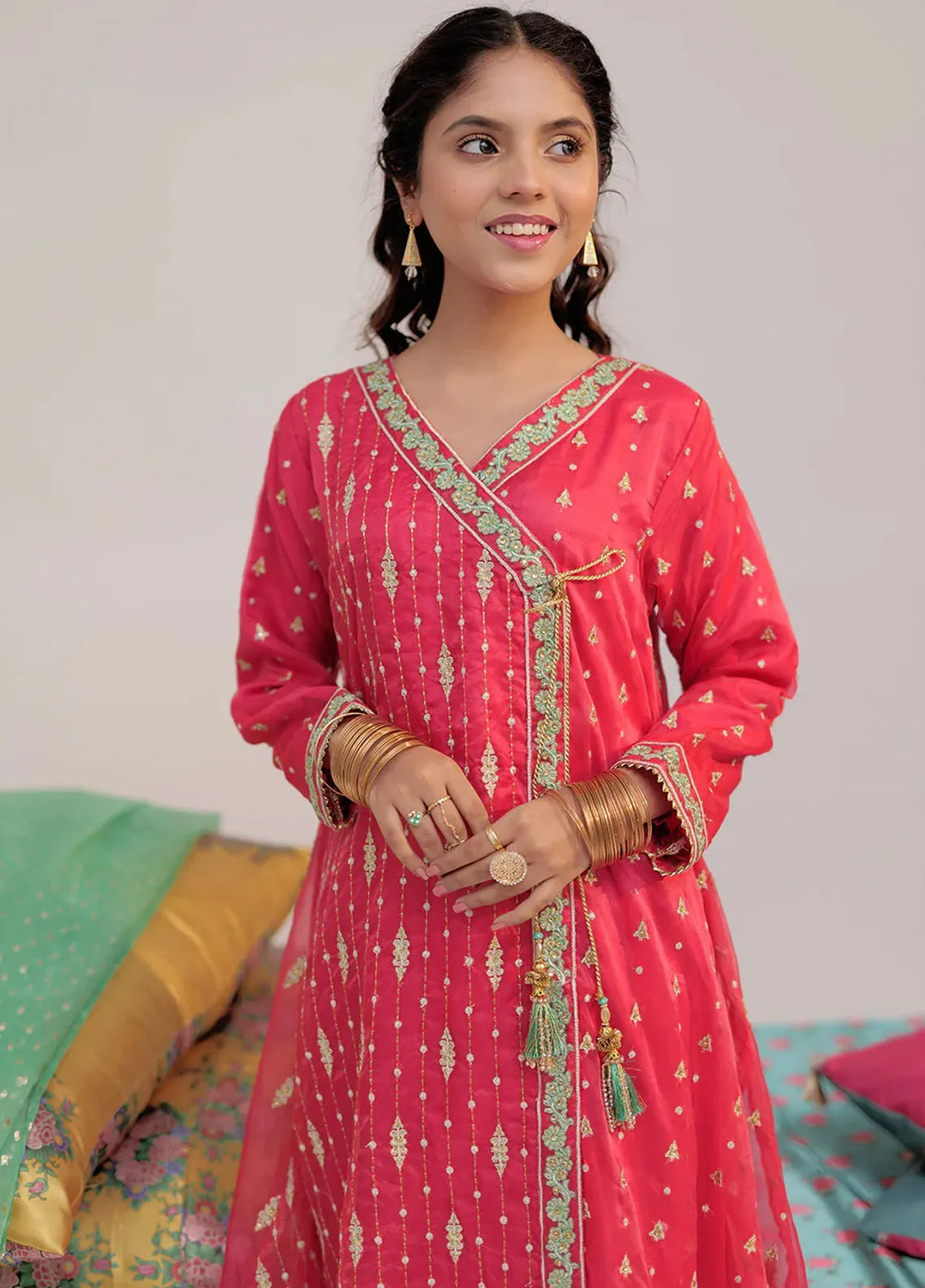 Senorita Banarsi Casual 3 Piece Suit for Girls -  GDD-02431-PCH-SGN