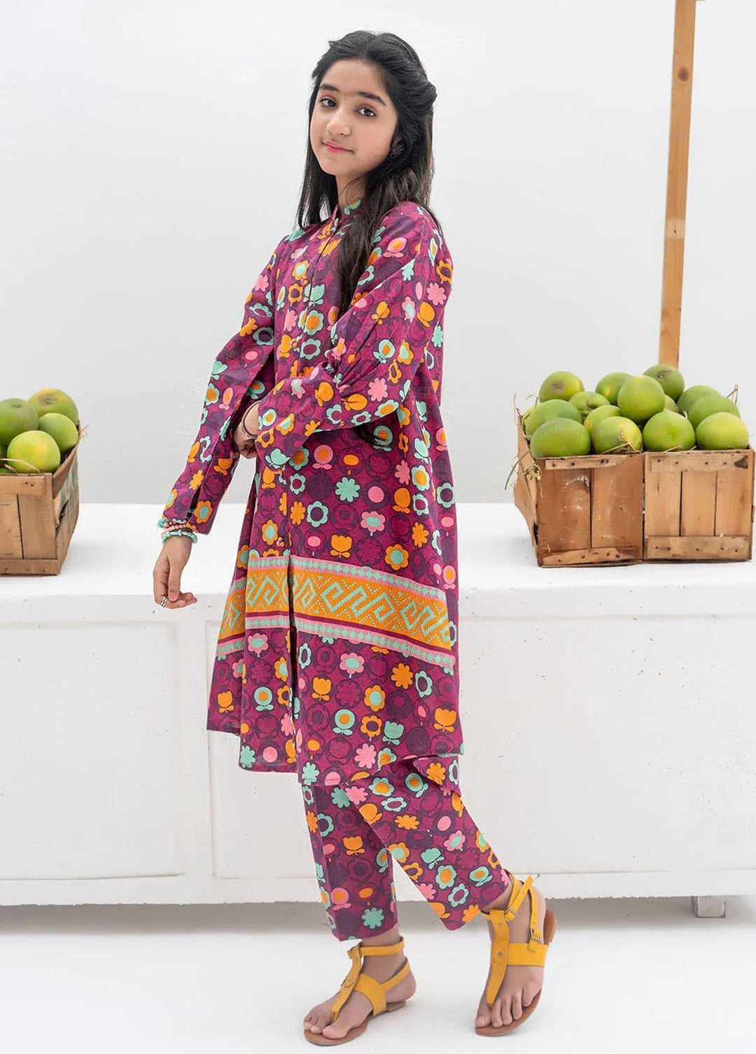 Senorita Cotton Casual 2 Piece Suit for Girls -  GAC-02383-MGT/MCL