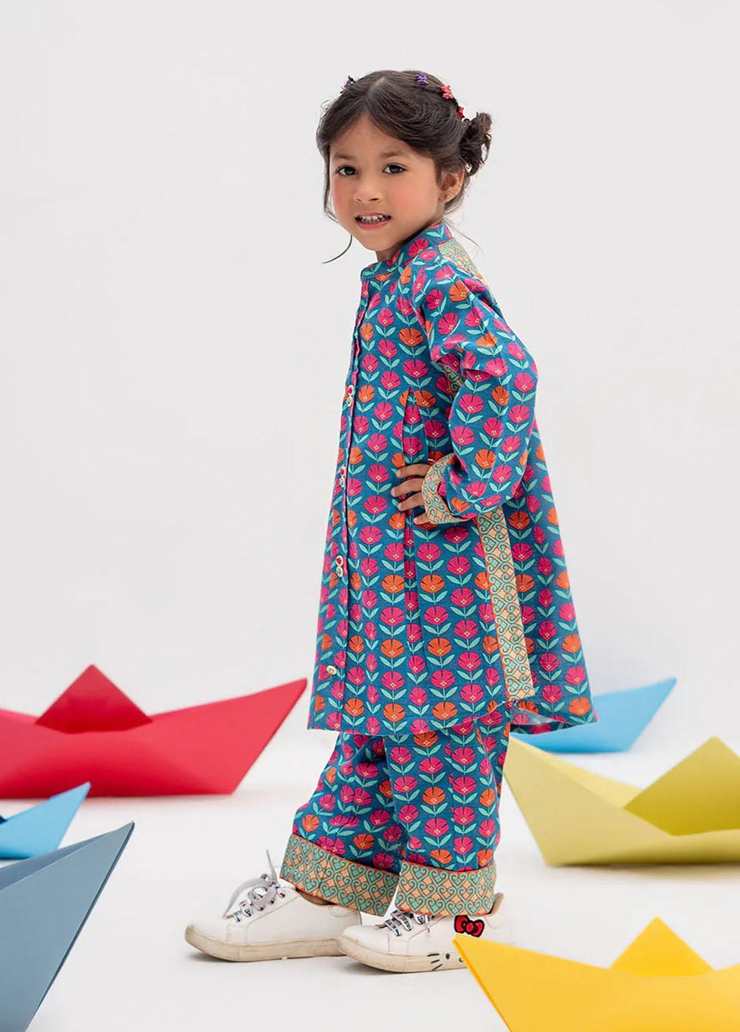 Senorita Cotton Casual 2 Piece Suit for Girls -  KAC-02380-BLU/MCL