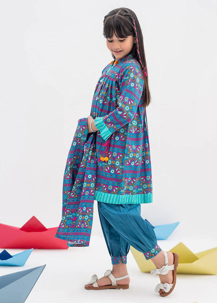 Senorita Cotton Casual 3 Piece Suit for Girls -  KAD-02364-BLU/MCL