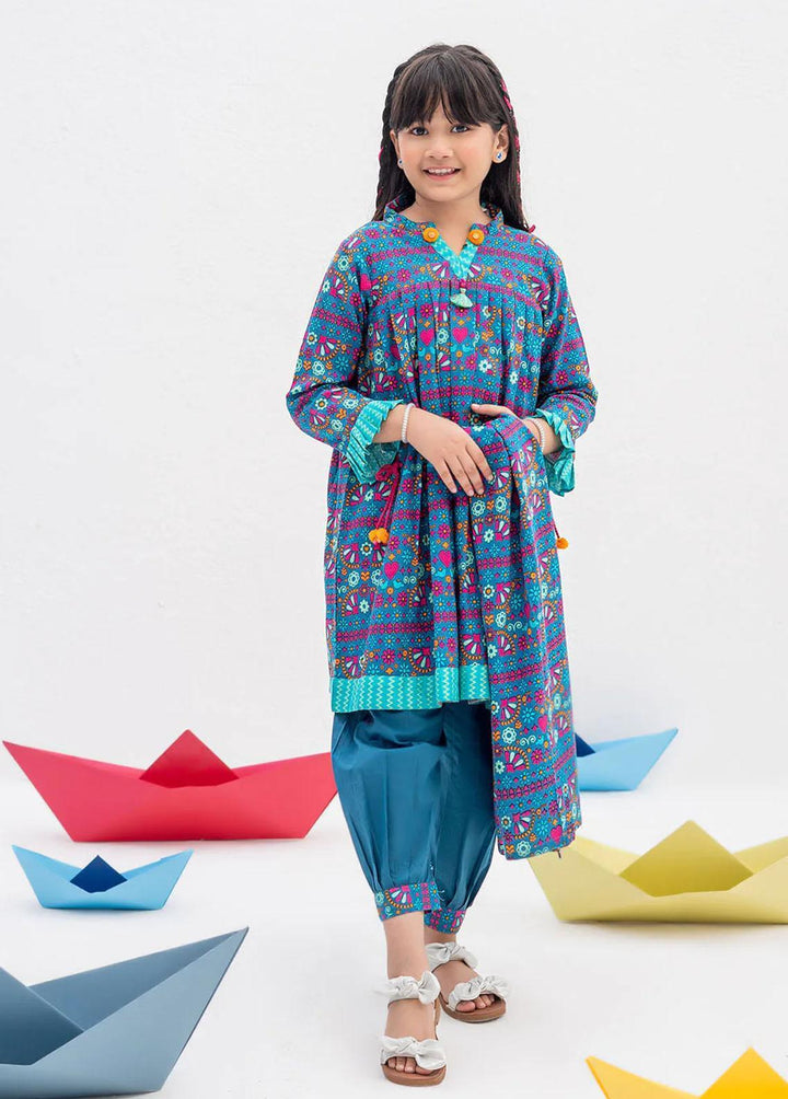 Senorita Cotton Casual 3 Piece Suit for Girls -  KAD-02364-BLU/MCL