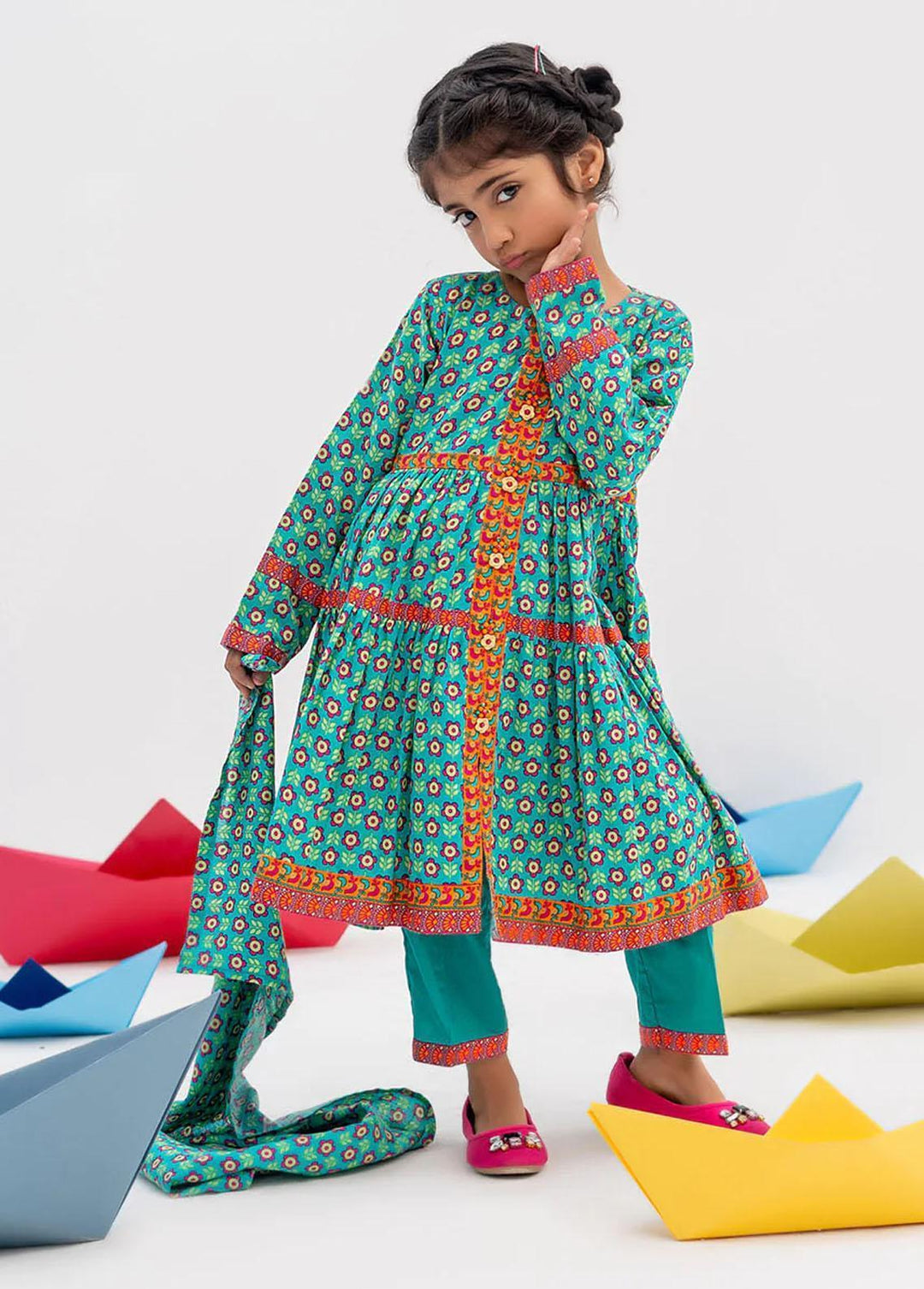 Senorita Cotton Casual 3 Piece Suit for Girls -  KAD-02365-SGN/MCL