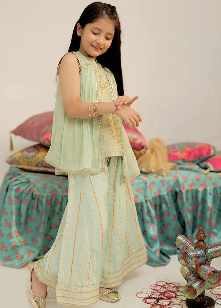 Senorita Chiffon Casual 3 Piece Suit for Girls -  KDD-02571-LGN/GLD