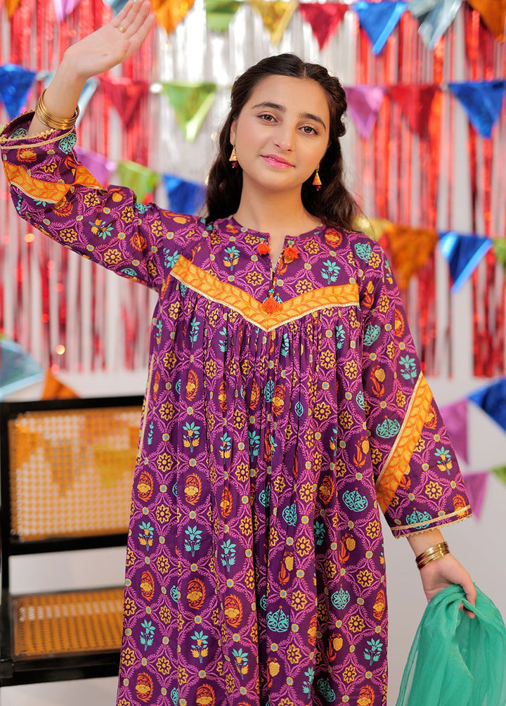 Senorita Cotton Casual 3 Piece Suit for Girls -  GBD-02529-PRL/GLD