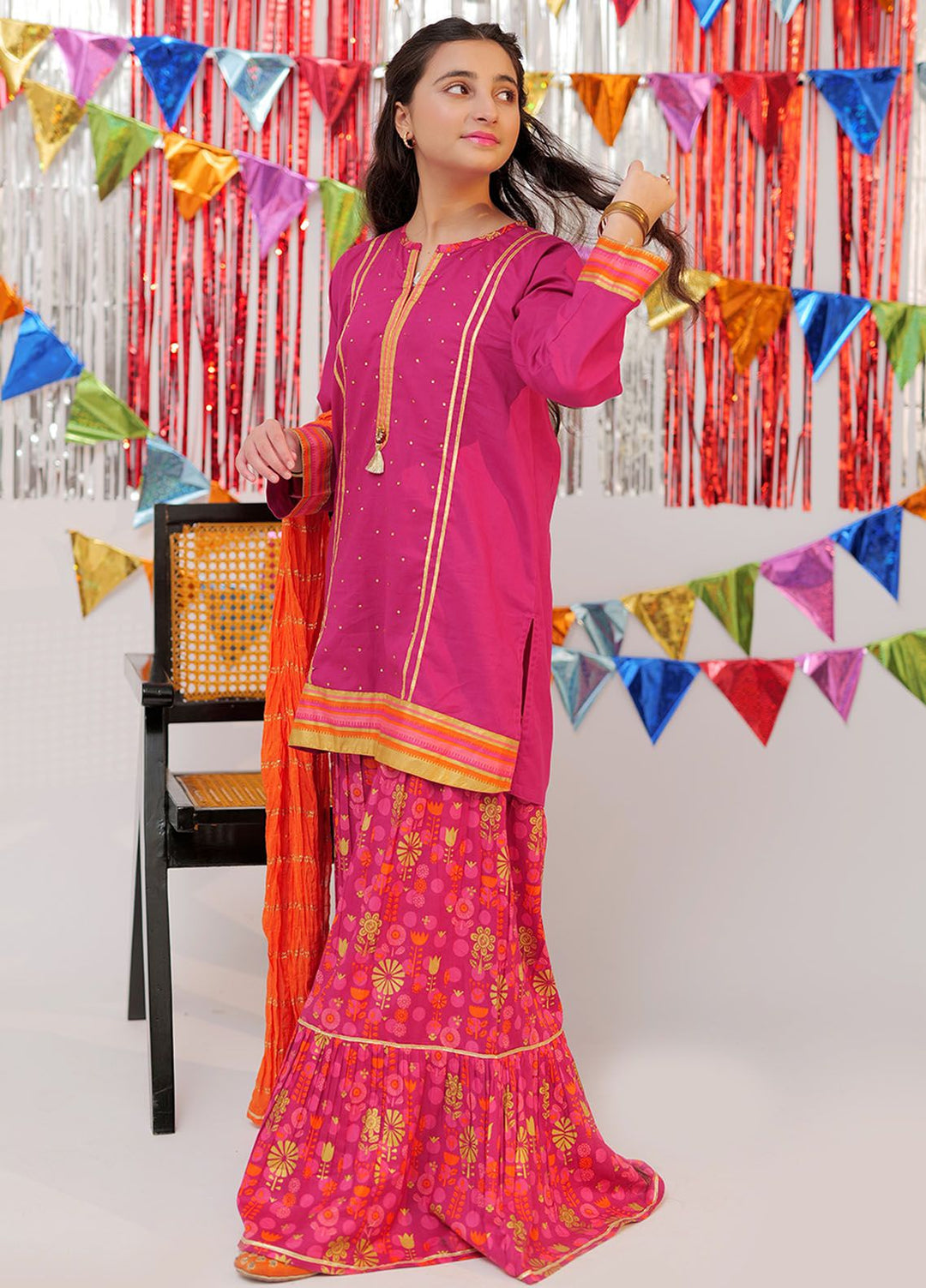 Senorita Cotton Casual 3 Piece Suit for Girls -  GBD-02556-SPK/MCL