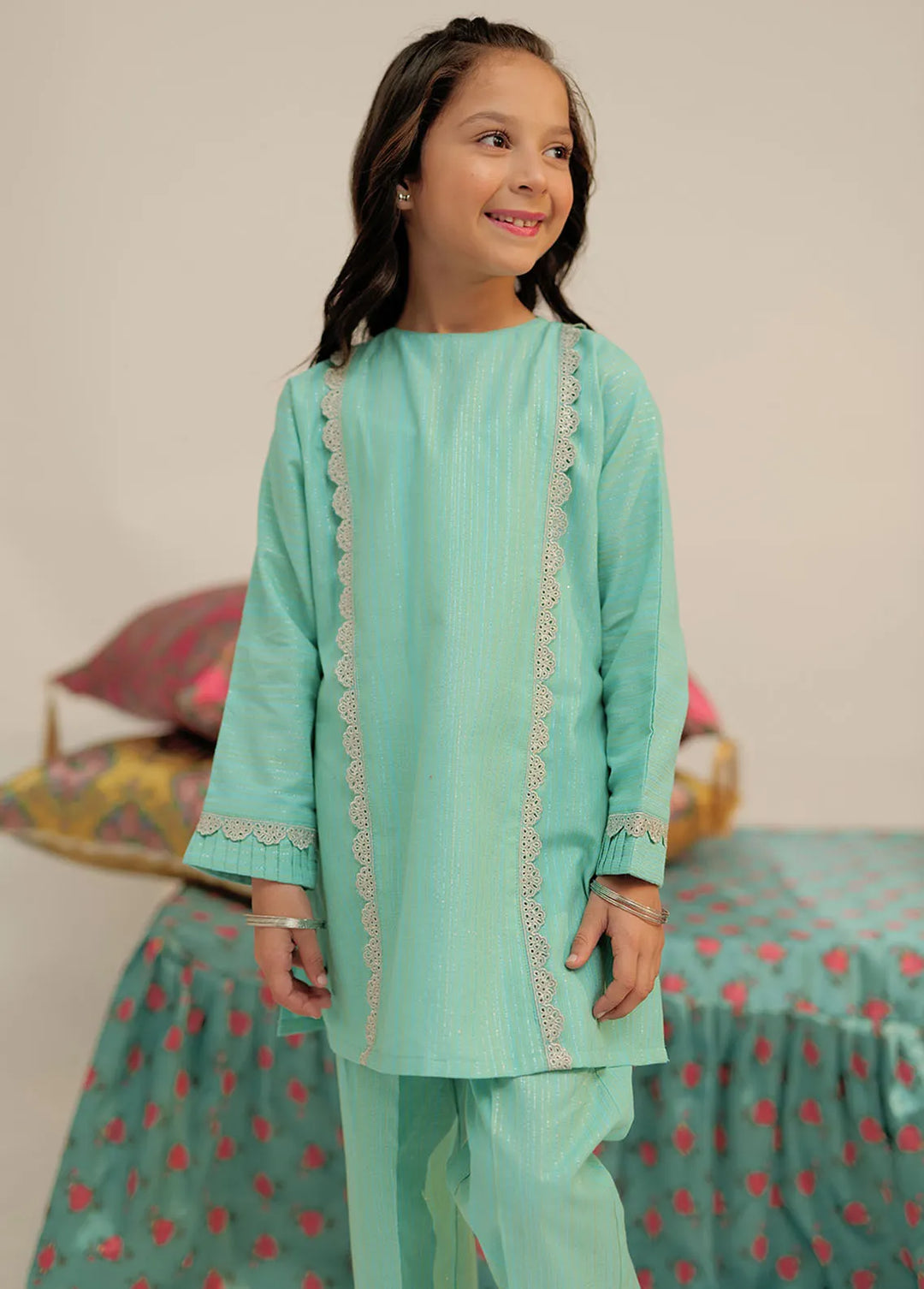 Senorita Cotton Casual 3 Piece Suit for Girls -  KBC-02618-SGN/MCL