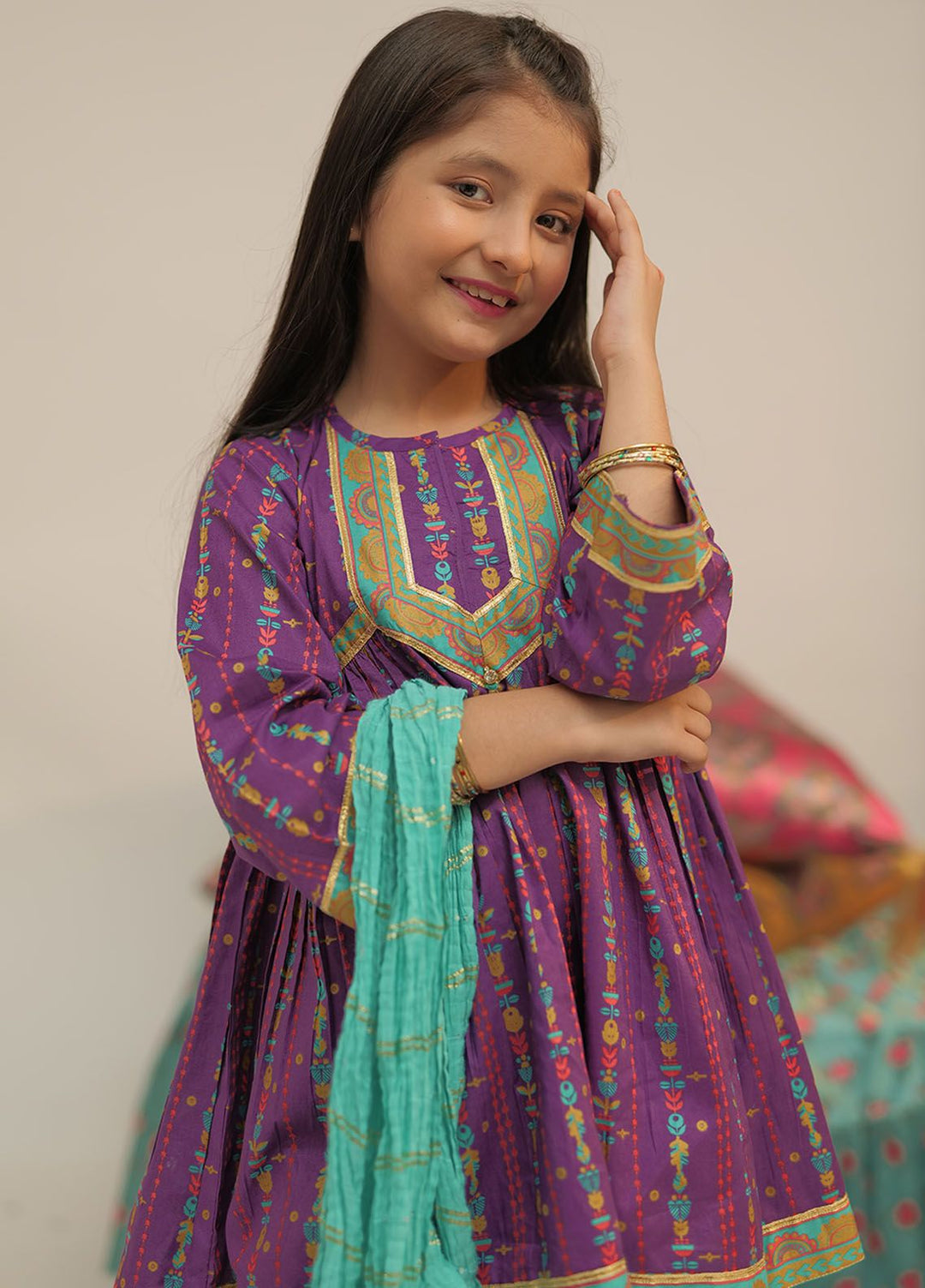 Senorita Cotton Casual 3 Piece Suit for Girls -  KBD-02549-PRL/MCL