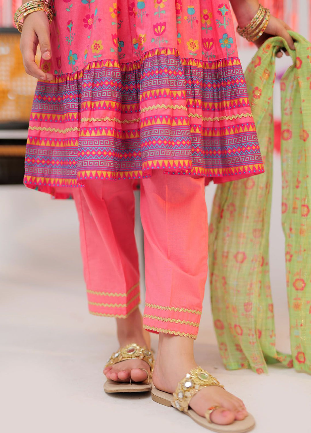 Senorita Cotton Casual 3 Piece Suit for Girls -  KBD-02550-PCH/MCL