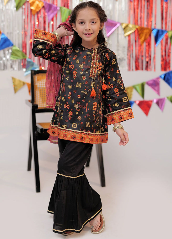 Senorita Cotton Casual 3 Piece Suit for Girls -  KBD-02554-BLK/MCL