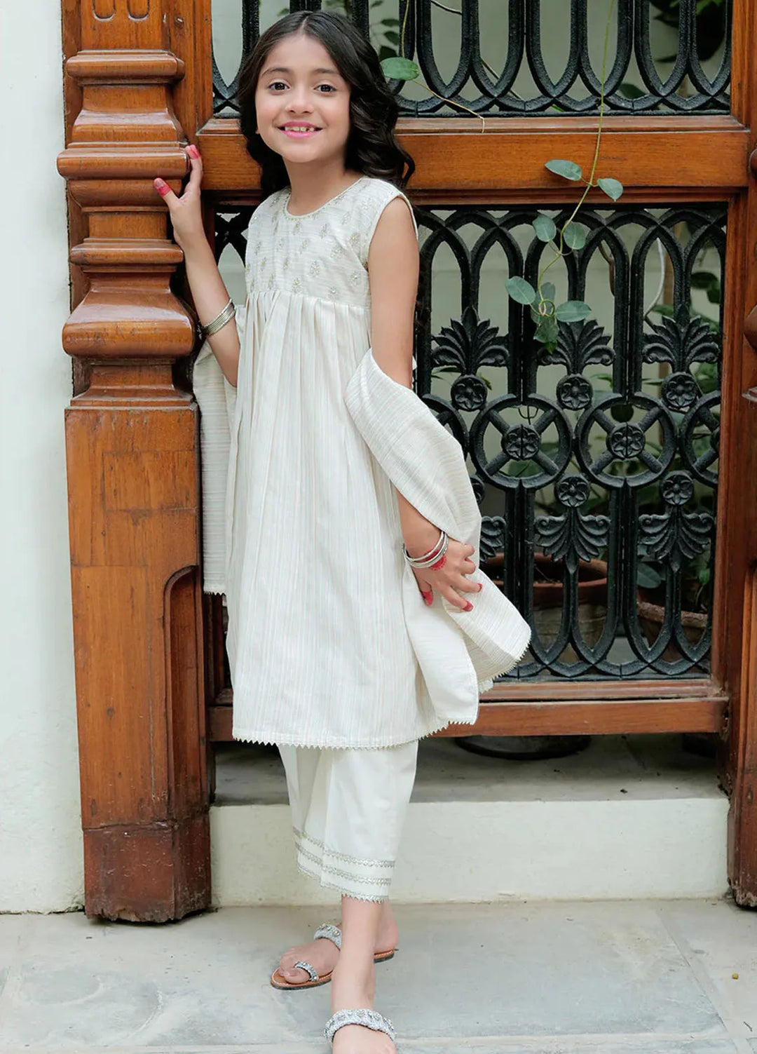 Senorita Cotton Casual 3 Piece Suit for Girls -  KBD-02628-OFW/MCL