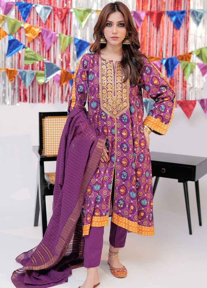 Senorita Cotton Casual 3 Piece Suit for Girls -  LBD-02533-PRL/GLD