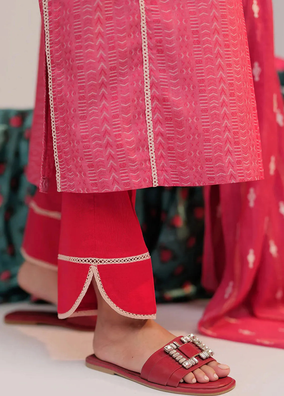 Senorita Cotton Casual 3 Piece Suit for Women -  LBD-02607-RED