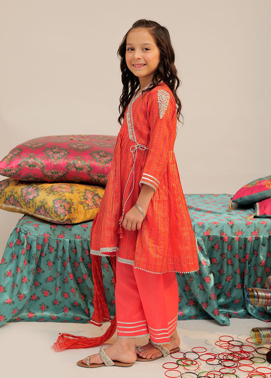 Senorita Dobby Formal 3 Piece Suit for Girls -  KDD-02433-PCH/MCL
