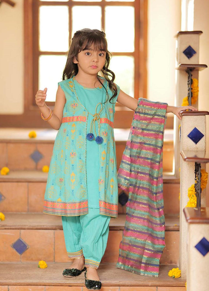 Senorita Cotton Pret 3 Piece Suit for Girls -  KBD-02309-SGN/MCL